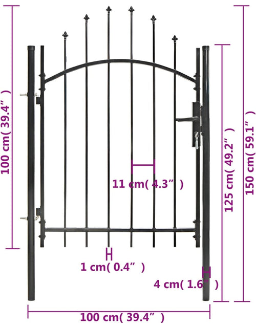 Загрузите изображение в средство просмотра галереи, Poartă de grădină, negru, 1 x 1,5 m, oțel
