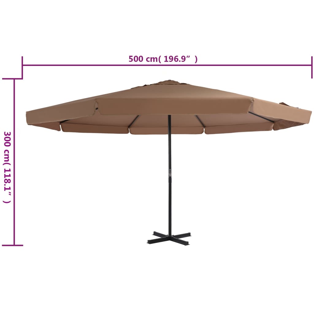 Umbrelă soare exterior cu stâlp aluminiu gri taupe 500 cm