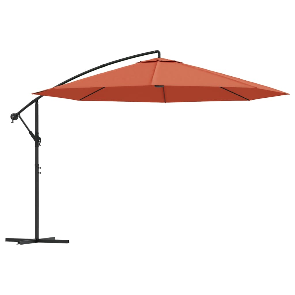 Umbrelă suspendată, stâlp din aluminiu, 350 cm, teracota