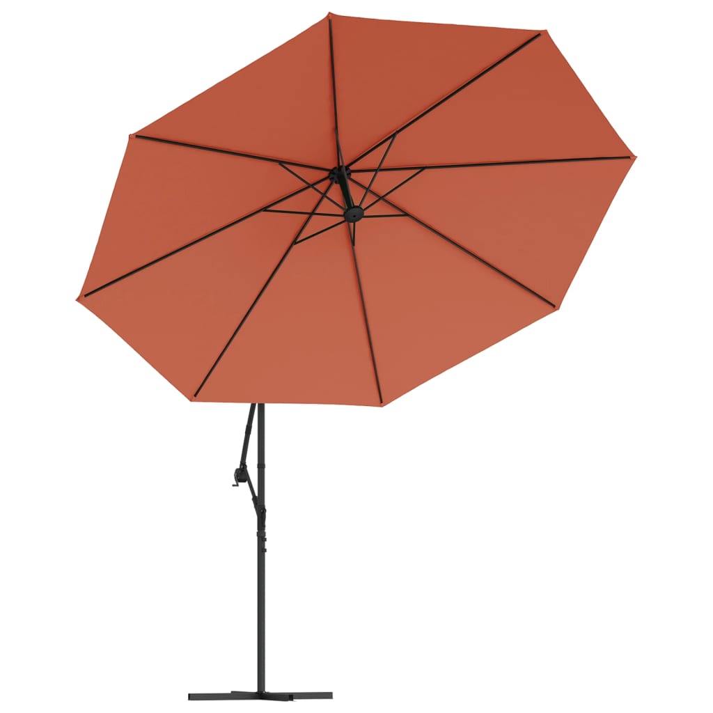 Umbrelă suspendată, stâlp din aluminiu, 350 cm, teracota