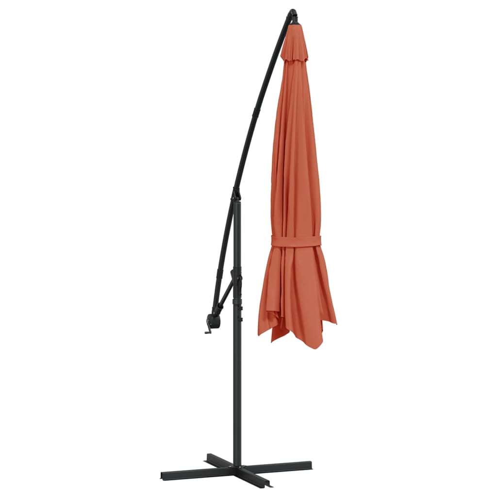 Umbrelă suspendată, stâlp din aluminiu, 350 cm, teracota