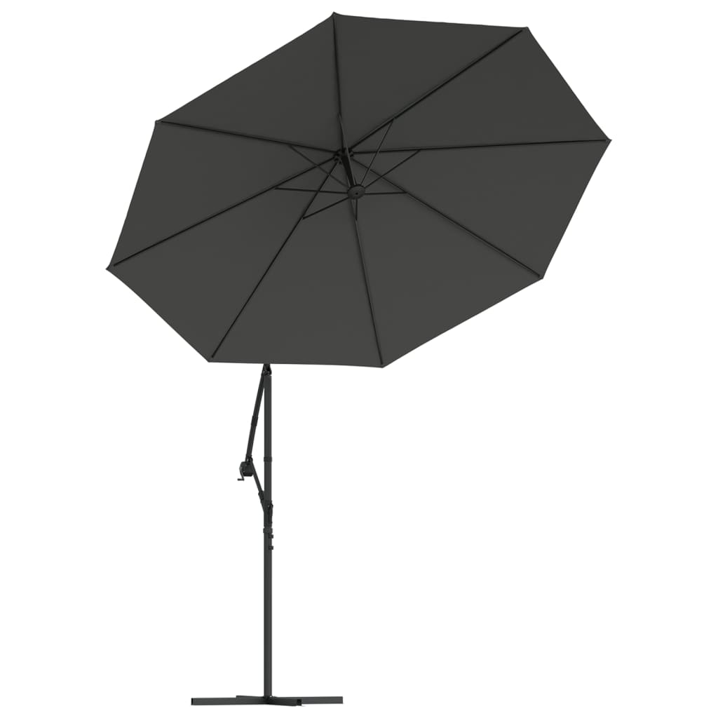 Umbrelă suspendată cu LED și stâlp din oțel, antracit, 300 cm