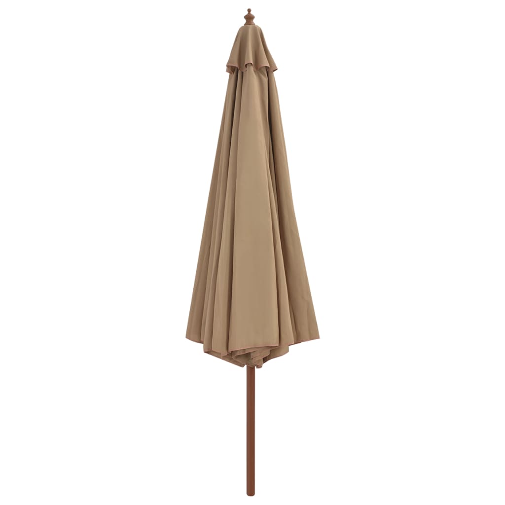 Umbrelă de soare de exterior, stâlp din lemn, gri taupe, 350 cm