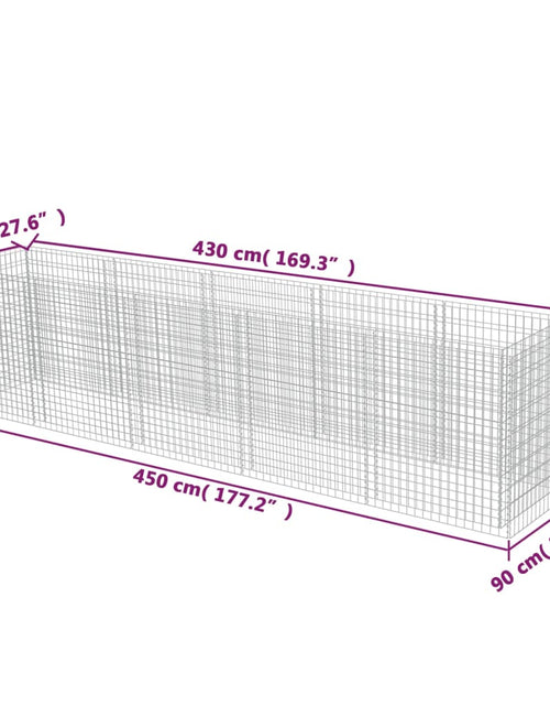 Încărcați imaginea în vizualizatorul Galerie, Strat înălțat gabion, 450 x 90 x 100 cm, oțel galvanizat
