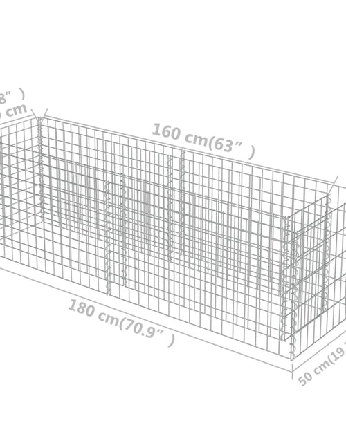 Încărcați imaginea în vizualizatorul Galerie, Strat înălțat gabion, 180 x 50 x 50 cm, oțel galvanizat
