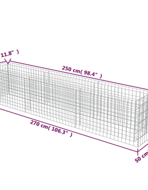 Загрузите изображение в средство просмотра галереи, Strat înălțat gabion, 270 x 50 x 50 cm, oțel galvanizat
