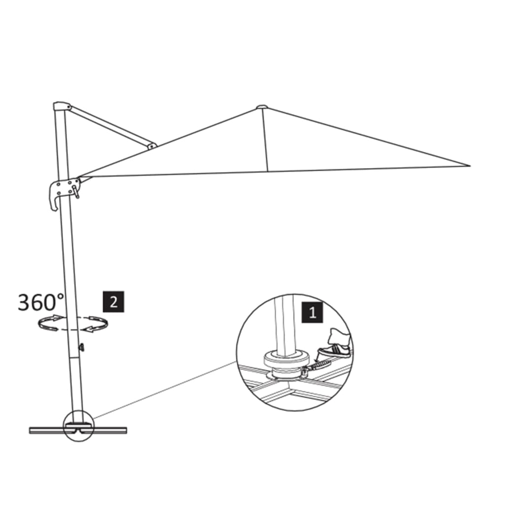 Umbrelă în consolă cu stâlp din aluminiu, nisipiu, 400x300 cm