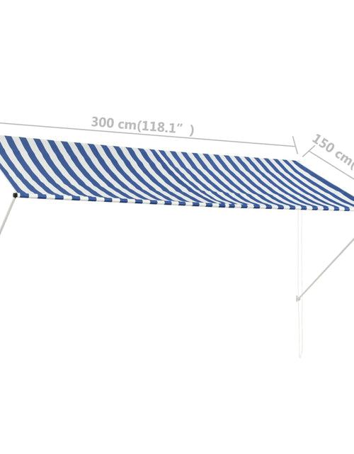 Încărcați imaginea în vizualizatorul Galerie, Copertină retractabilă, albastru și alb, 300 x 150 cm
