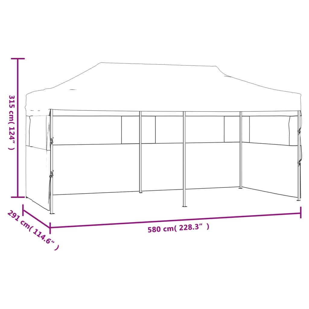 Cort petrecere pliabil cu pereți laterali, antracit, 3 x 6 m