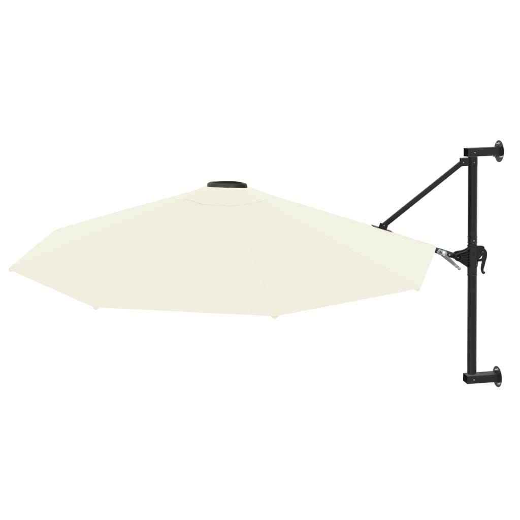 Umbrelă soare, montaj pe perete, stâlp metalic, 300 cm, nisipiu