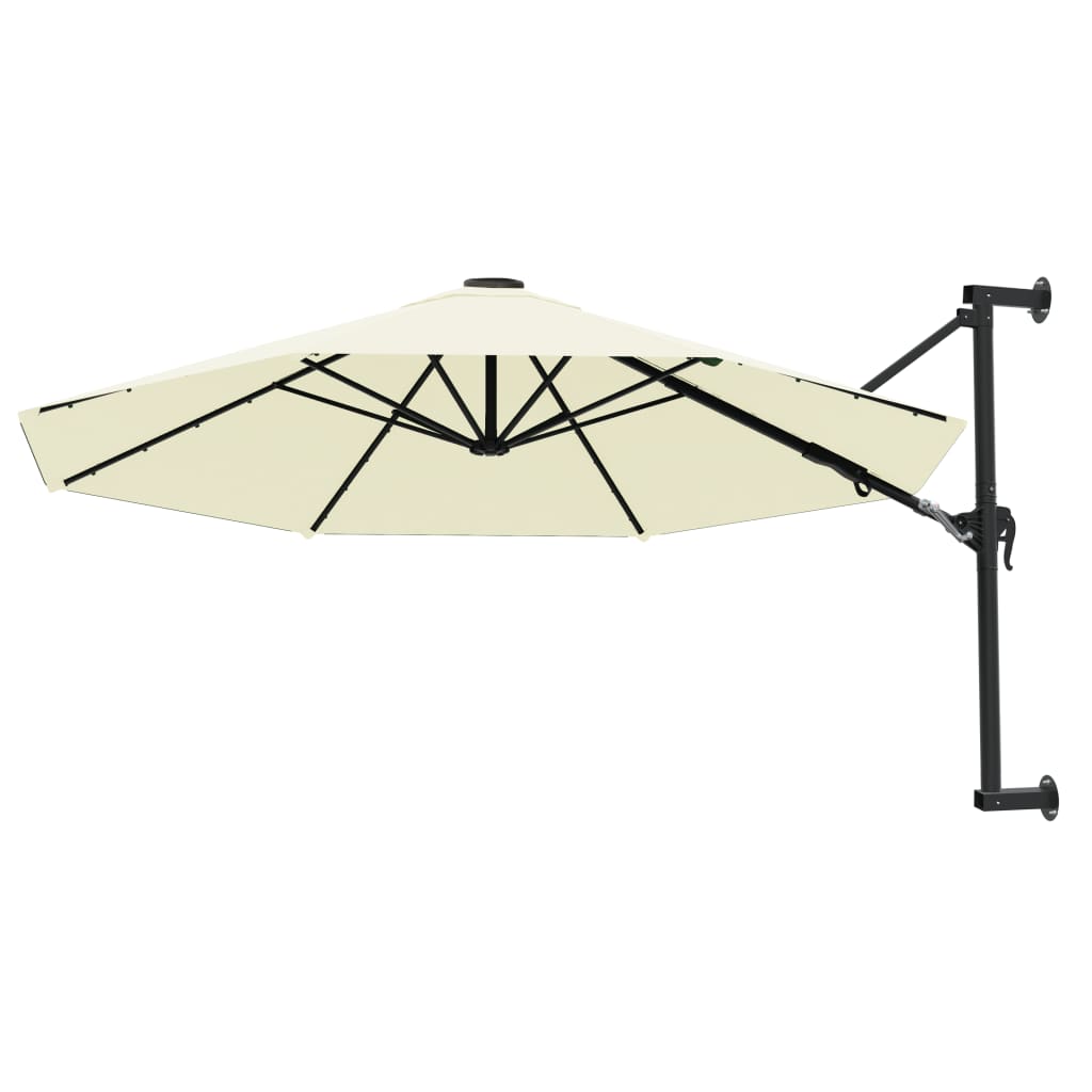 Umbrelă soare, montaj pe perete, stâlp metalic, 300 cm, nisipiu