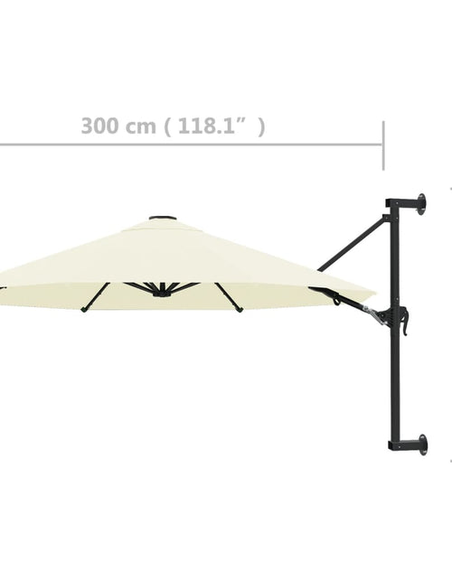 Загрузите изображение в средство просмотра галереи, Umbrelă soare, montaj pe perete, stâlp metalic, 300 cm, nisipiu
