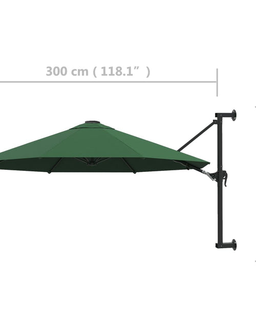 Загрузите изображение в средство просмотра галереи, Umbrelă soare, montaj pe perete, tijă metalică, verde, 300 cm
