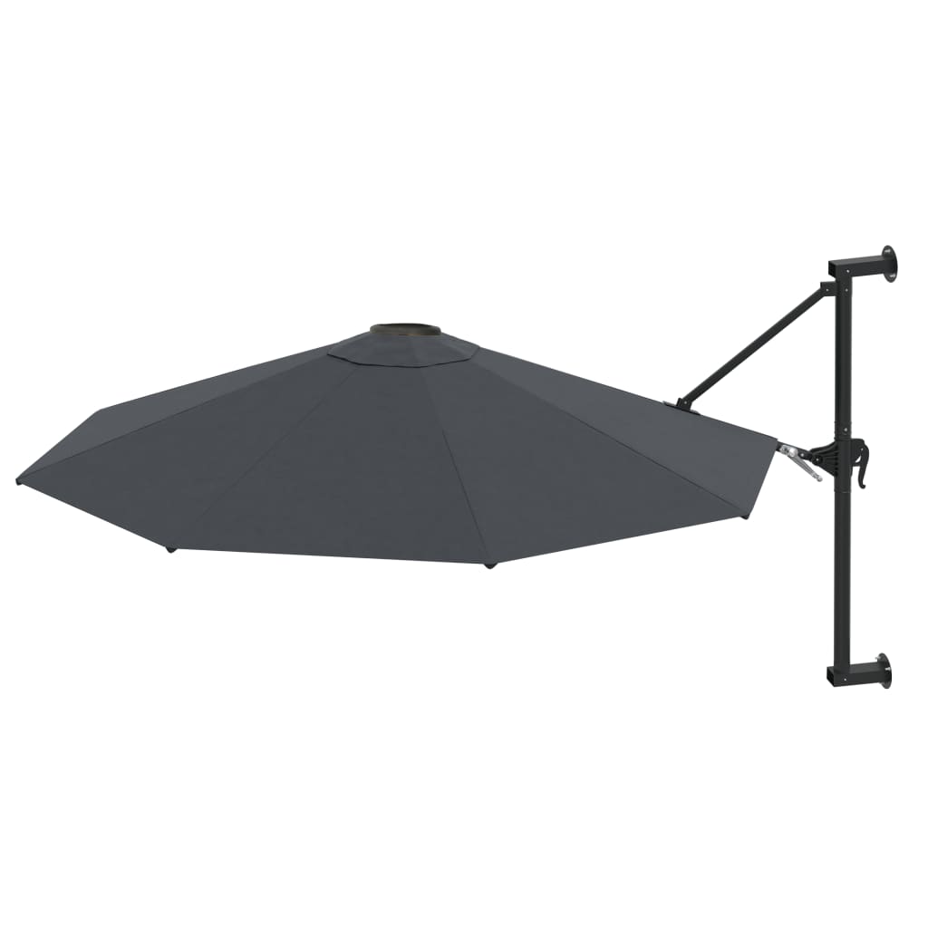 Umbrelă soare, montaj pe perete, stâlp metal, 300 cm, antracit