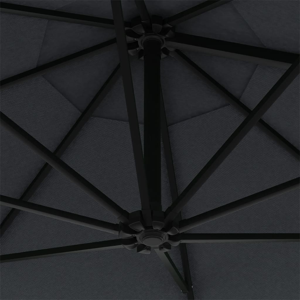 Umbrelă soare, montaj pe perete, stâlp metal, 300 cm, antracit