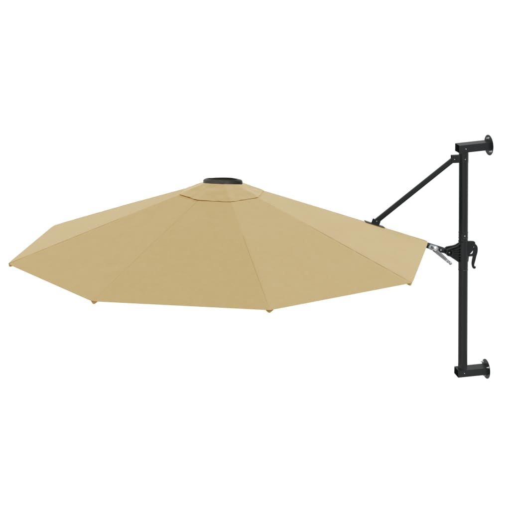 Umbrelă soare montaj pe perete tijă metalică gri taupe 300 cm