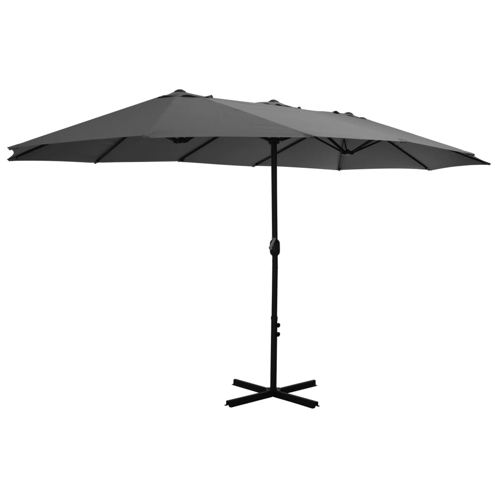 Umbrelă de soare cu stâlp aluminiu, antracit, 460 x 270 cm