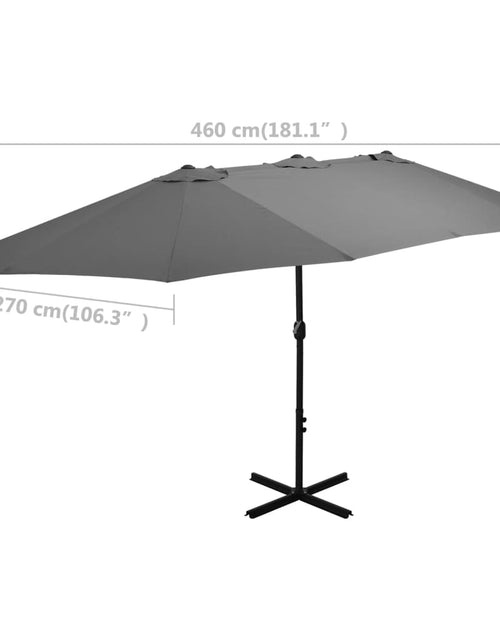 Загрузите изображение в средство просмотра галереи, Umbrelă de soare cu stâlp aluminiu, antracit, 460 x 270 cm
