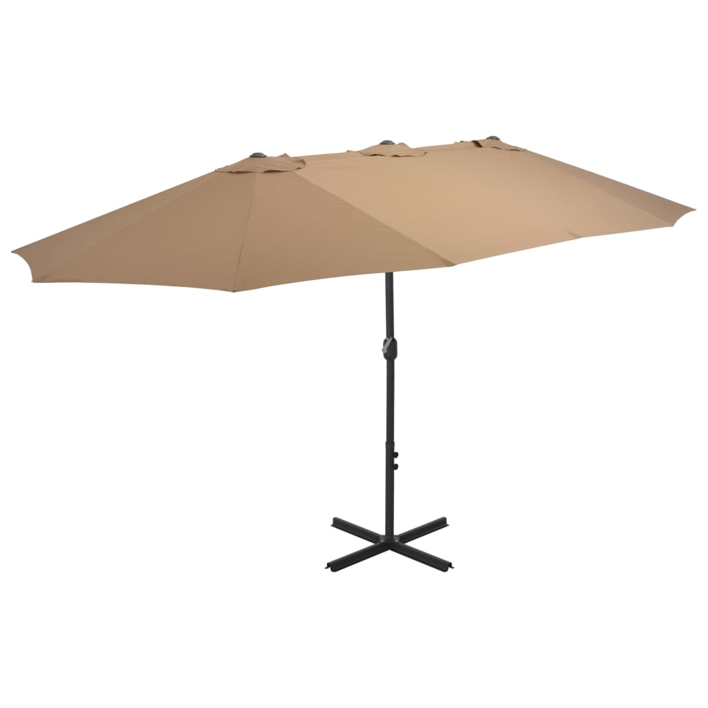 Umbrelă soare exterior cu stâlp aluminiu gri taupe 460x270 cm