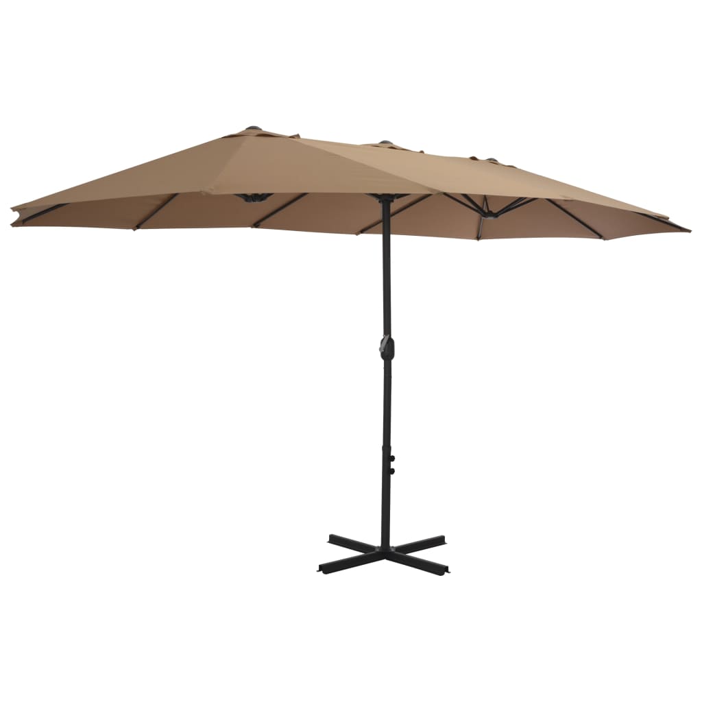 Umbrelă soare exterior cu stâlp aluminiu gri taupe 460x270 cm