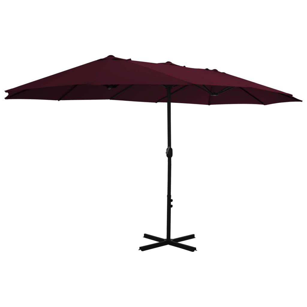 Umbrelă soare exterior, stâlp aluminiu, roșu bordo, 460x270 cm