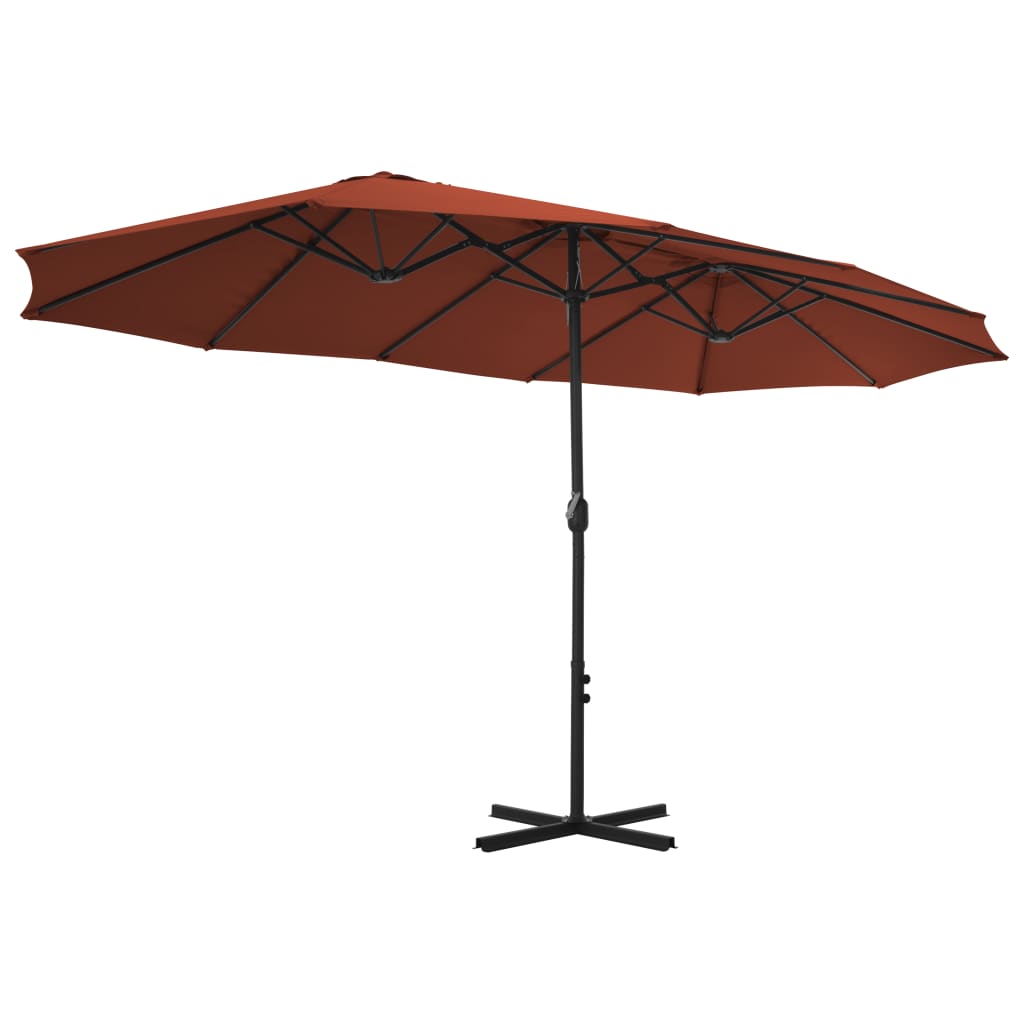 Umbrelă de soare exterior stâlp aluminiu, cărămiziu, 460x270 cm