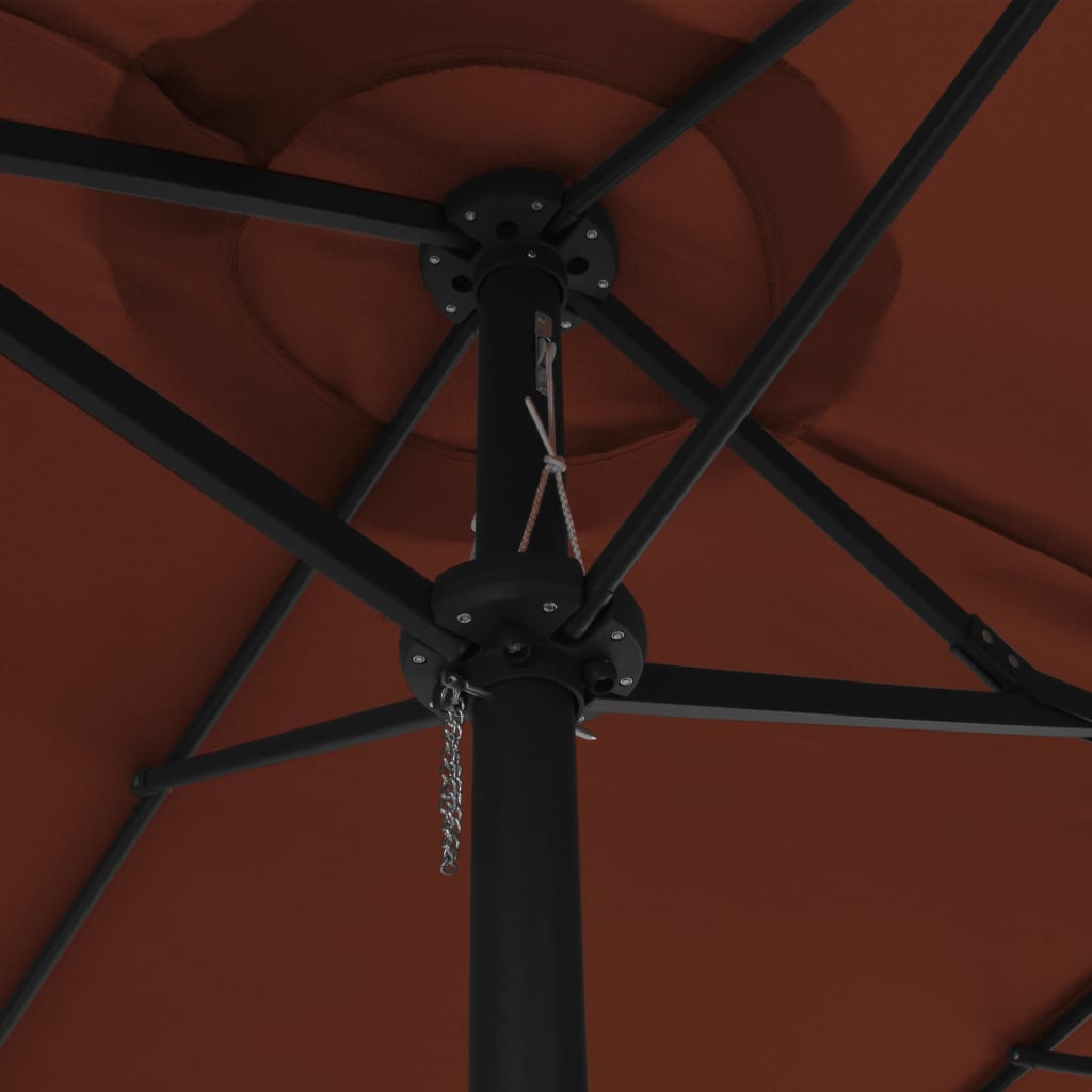 Umbrelă de soare exterior stâlp aluminiu, cărămiziu, 460x270 cm