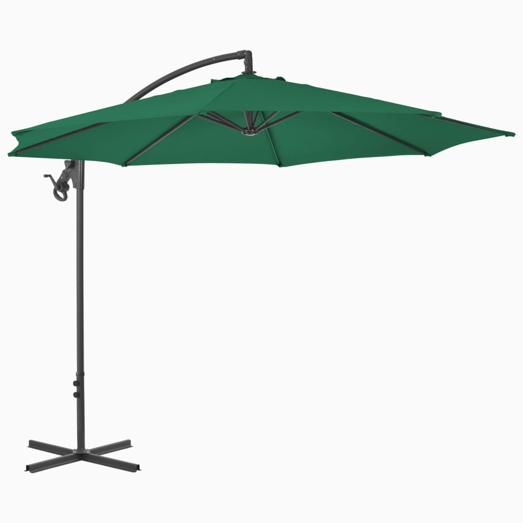 Umbrelă în consolă de grădină, stâlp din oțel, verde, 300 cm