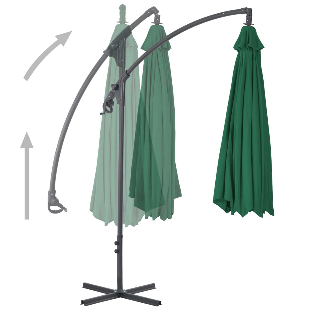 Umbrelă în consolă de grădină, stâlp din oțel, verde, 300 cm