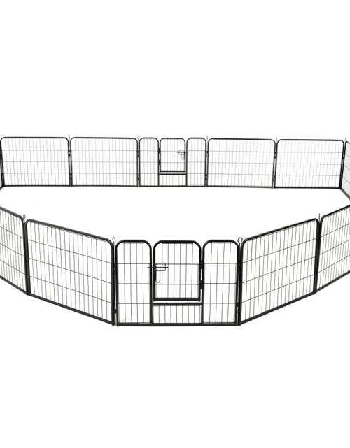 Загрузите изображение в средство просмотра галереи, Țarc pentru câini, 16 panouri, oțel, 60 x 80 cm, negru
