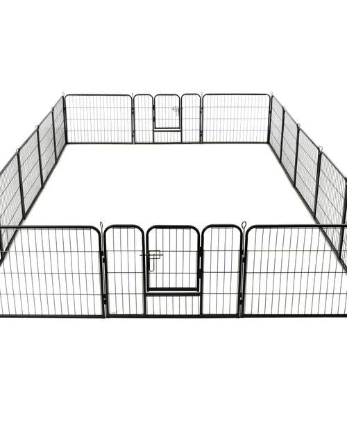 Загрузите изображение в средство просмотра галереи, Țarc pentru câini, 16 panouri, oțel, 60 x 80 cm, negru
