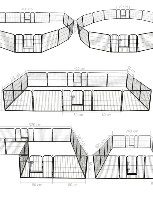 Загрузите изображение в средство просмотра галереи, Țarc pentru câini, 16 panouri, oțel, 60 x 80 cm, negru
