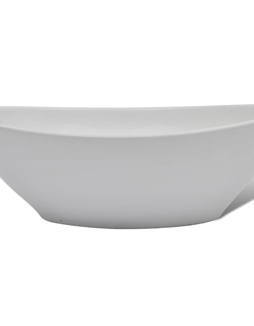 Încărcați imaginea în vizualizatorul Galerie, Chiuvetă de baie cu robinet mixer, ceramică, oval, alb
