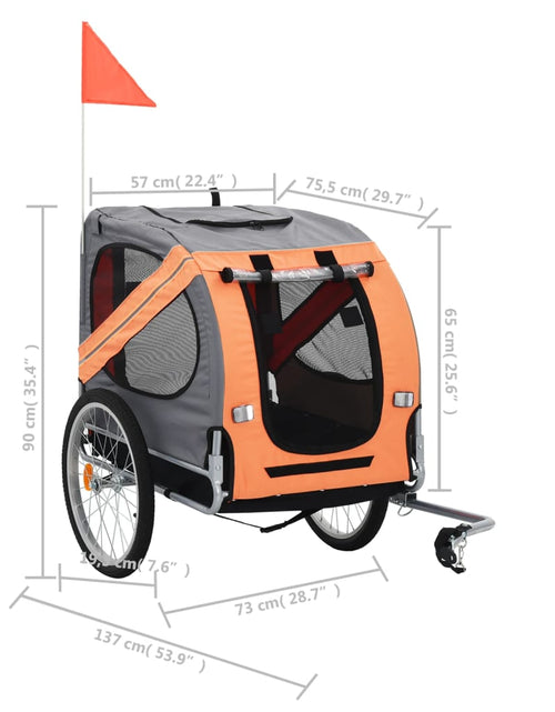 Încărcați imaginea în vizualizatorul Galerie, Remorcă de bicicletă pentru animale companie, portocaliu și gri
