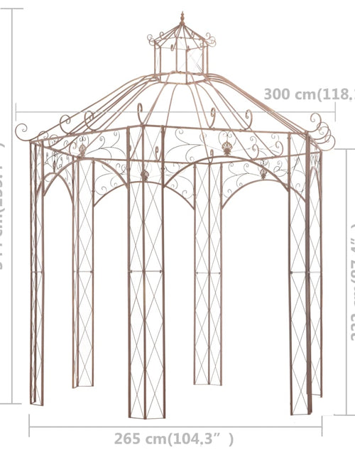 Încărcați imaginea în vizualizatorul Galerie, Pavilion de grădină, maro antichizat, 3 m, fier
