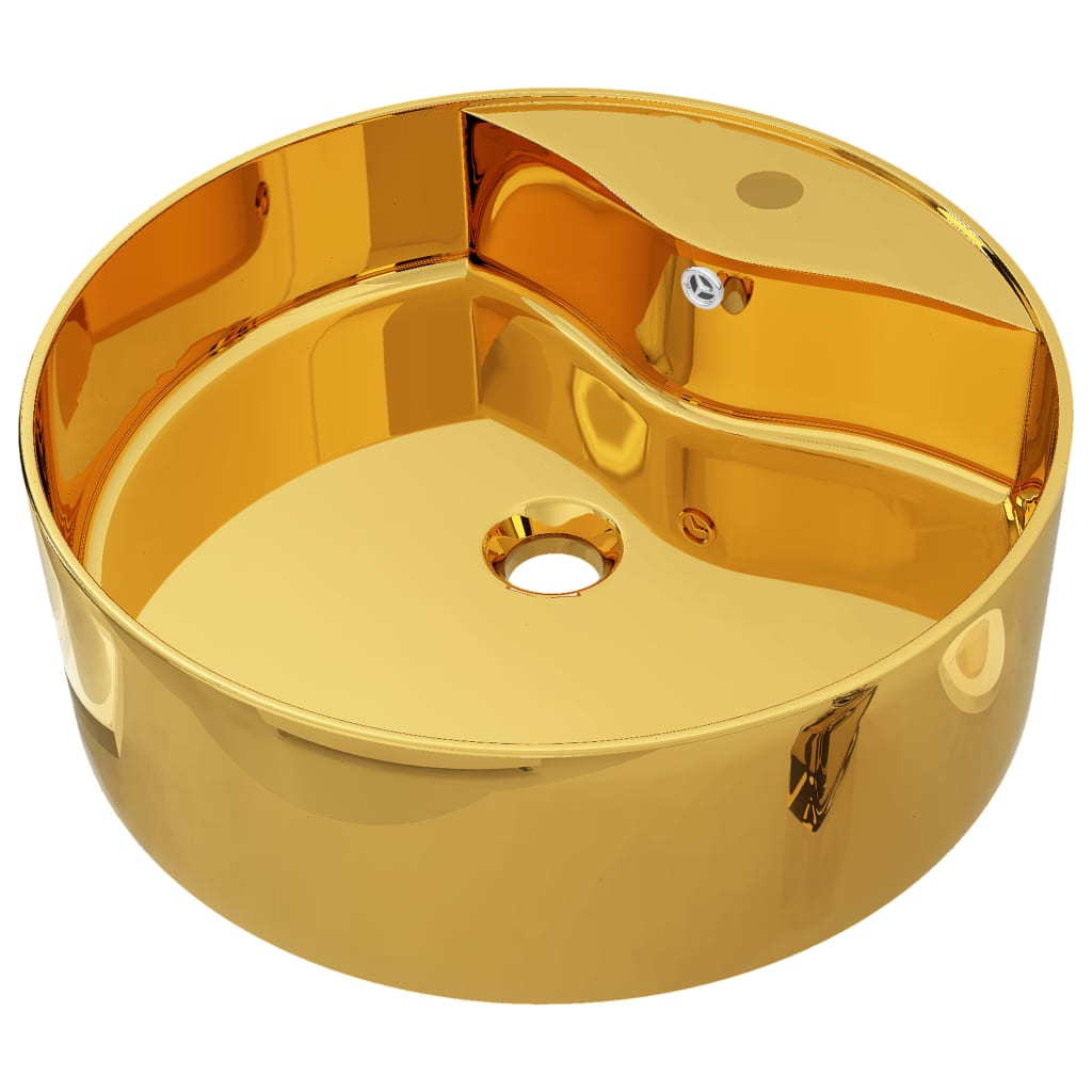 Chiuvetă cu preaplin, auriu, 46,5x15,5 cm, ceramică