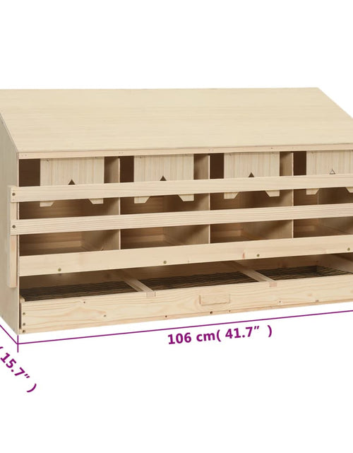 Încărcați imaginea în vizualizatorul Galerie, Cuibar găini, 4 compartimente, 106 x 40 x 59 cm, lemn masiv pin
