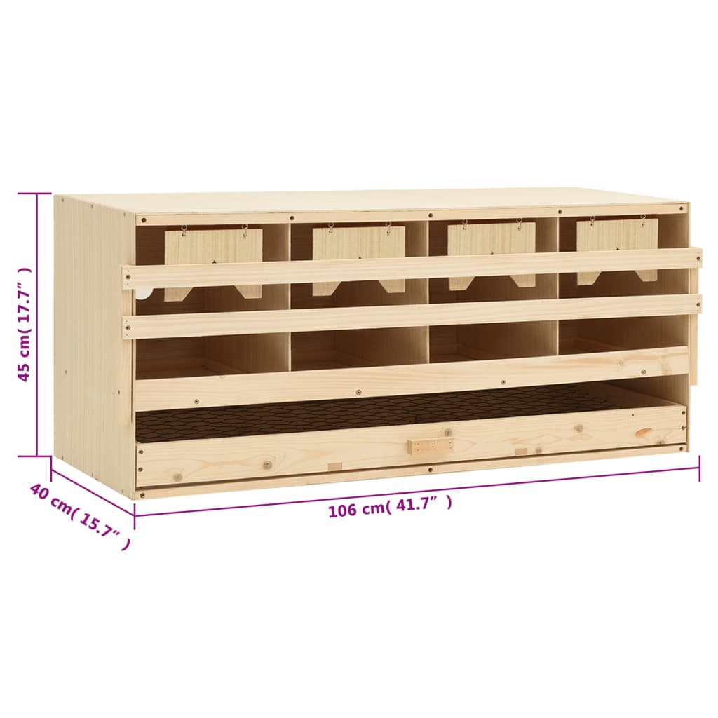 Cuibar găini cu 4 compartimente, 106x40x45 cm, lemn masiv pin