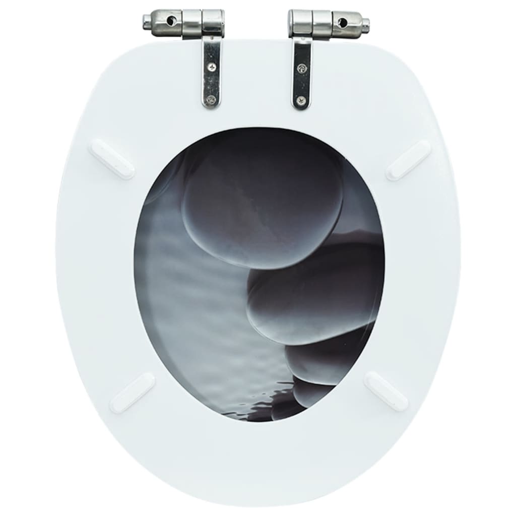 Capac WC cu închidere silențioasă, MDF, design pietre