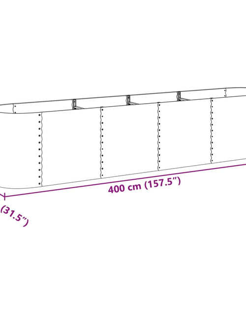 Încărcați imaginea în vizualizatorul Galerie, Strat înălțat de grădină, gri, 400x80x81 cm, oțel galvanizat
