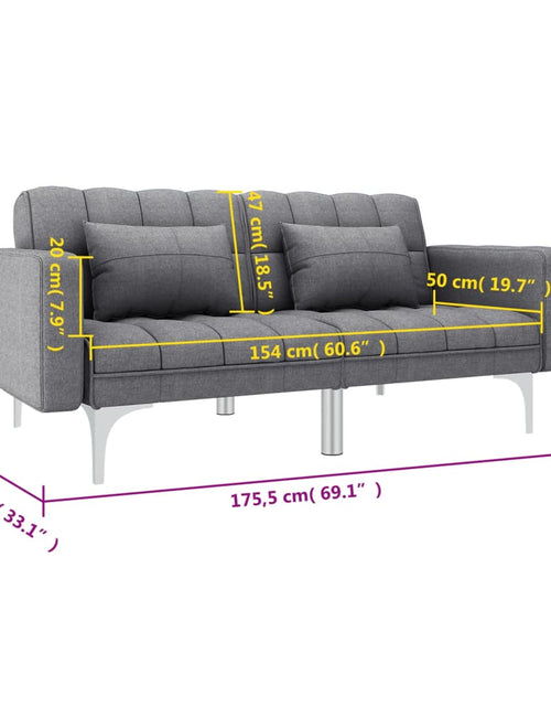 Загрузите изображение в средство просмотра галереи, Canapea extensibilă, gri deschis, material textil
