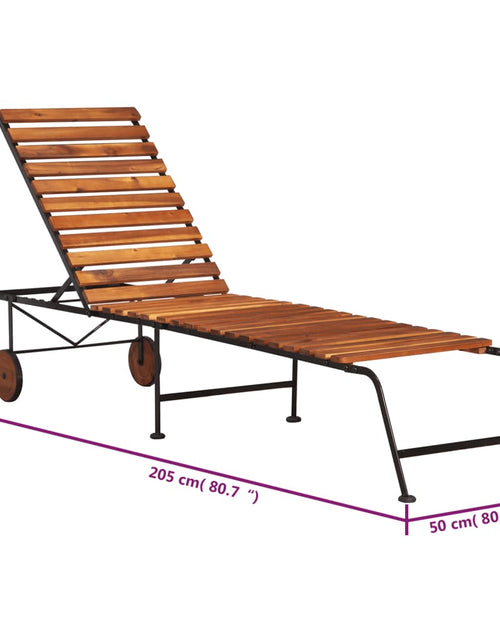 Загрузите изображение в средство просмотра галереи, Șezlong cu picioare din oțel, lemn masiv de acacia

