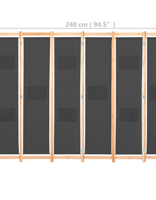 Загрузите изображение в средство просмотра галереи, Paravan cameră, 6 panouri, gri, 240x170 x4 cm, material textil
