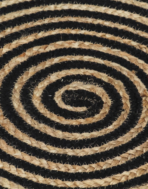 Încărcați imaginea în vizualizatorul Galerie, Covor lucrat manual cu model spiralat, negru, 90 cm, iută
