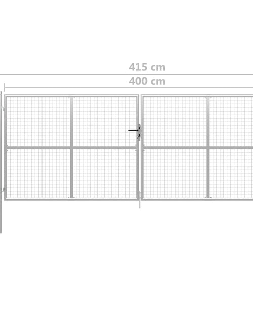 Загрузите изображение в средство просмотра галереи, Poartă de grădină, argintiu, 415 x 200 cm, oțel galvanizat
