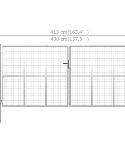 Încărcați imaginea în vizualizatorul Galerie, Poartă de grădină, argintiu, 415 x 225 cm, oțel galvanizat

