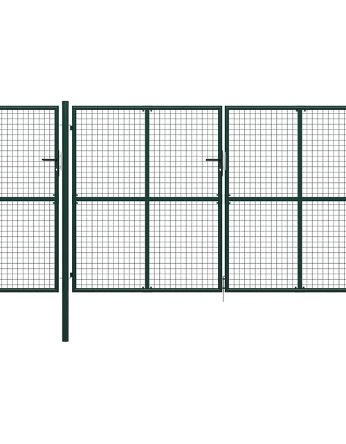 Загрузите изображение в средство просмотра галереи, Poartă de grădină, verde, 400 x 150 cm, oțel
