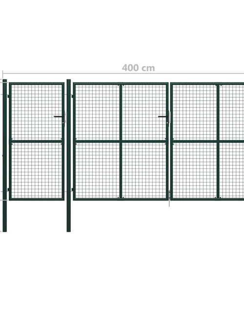 Загрузите изображение в средство просмотра галереи, Poartă de grădină, verde, 400 x 150 cm, oțel
