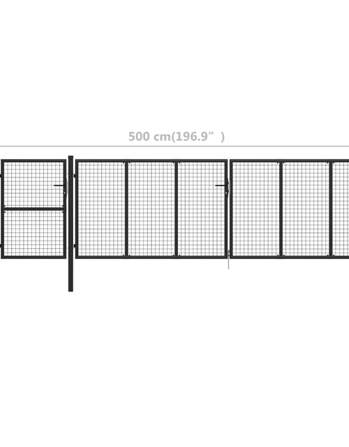 Загрузите изображение в средство просмотра галереи, Poartă de grădină, antracit, 500 x 125 cm, oțel
