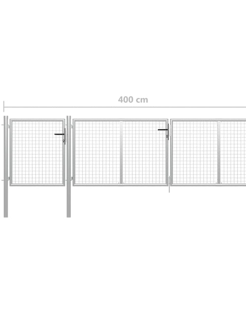 Загрузите изображение в средство просмотра галереи, Poartă de grădină, argintiu, 400 x 100 cm, oțel
